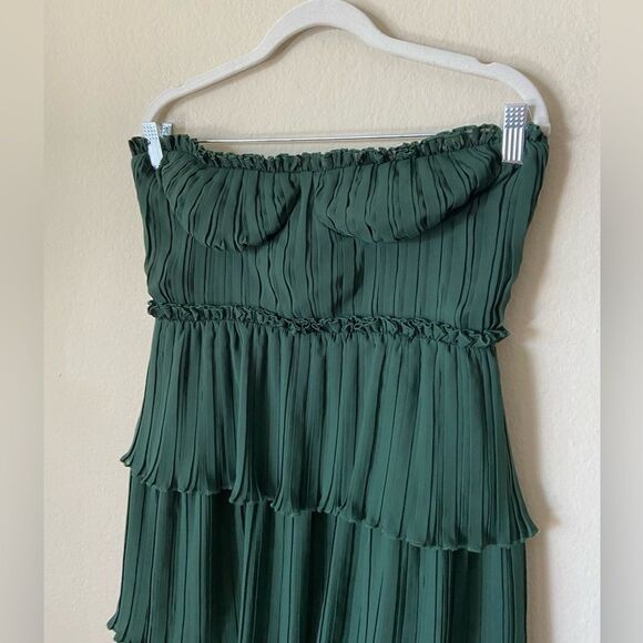 Lovers and Friends Alex Midi Emerald Green Dress Strapless Size S - Picture 8 of 10